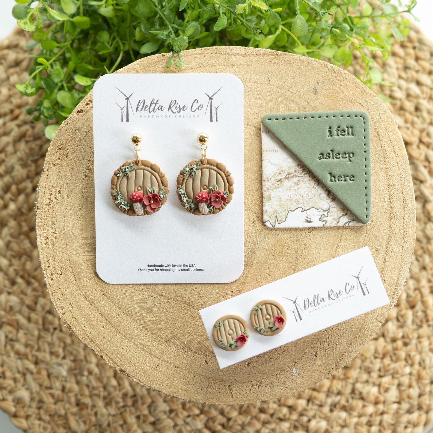 Enchanted Quest Clay Earrings and Corner Bookmark Combo