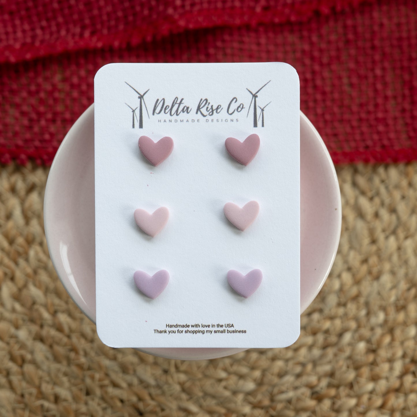 Mauve, Pink & Lavender Heart Stud Pack