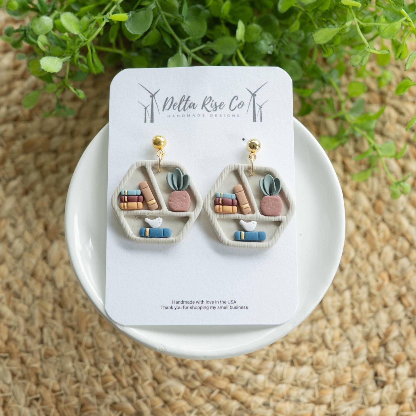 Hexagon Bookshelf Earrings