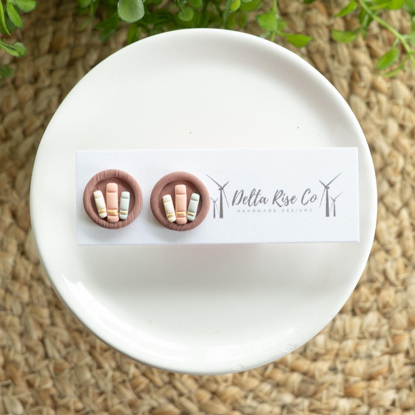 Oversized Dark Neutral Book Stack Stud Earrings