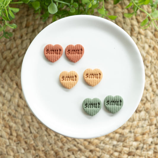Pick Your Own Smut Heart-Shaped Stud Earring in Fall Colors
