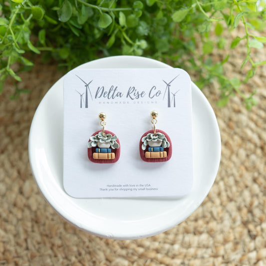 Mini Plant Bookshelf Dangle Earring