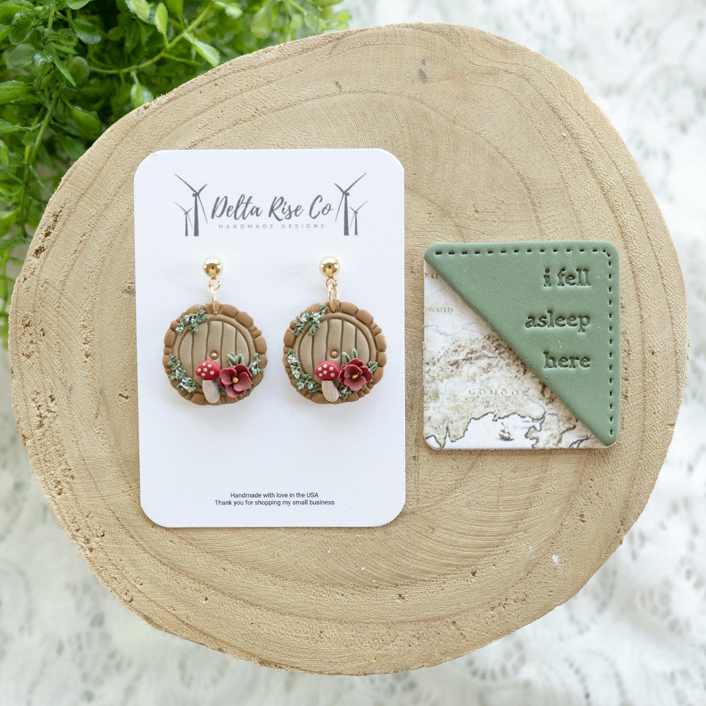 Enchanted Quest Clay Earrings and Corner Bookmark Combo