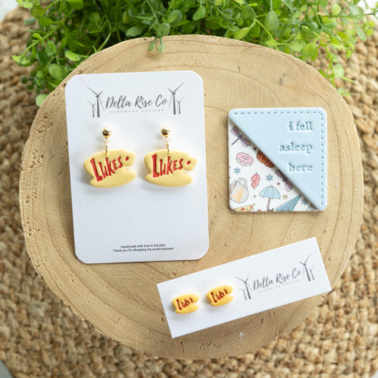 Cozy Small Town Clay Earring & Corner Bookmark Combo
