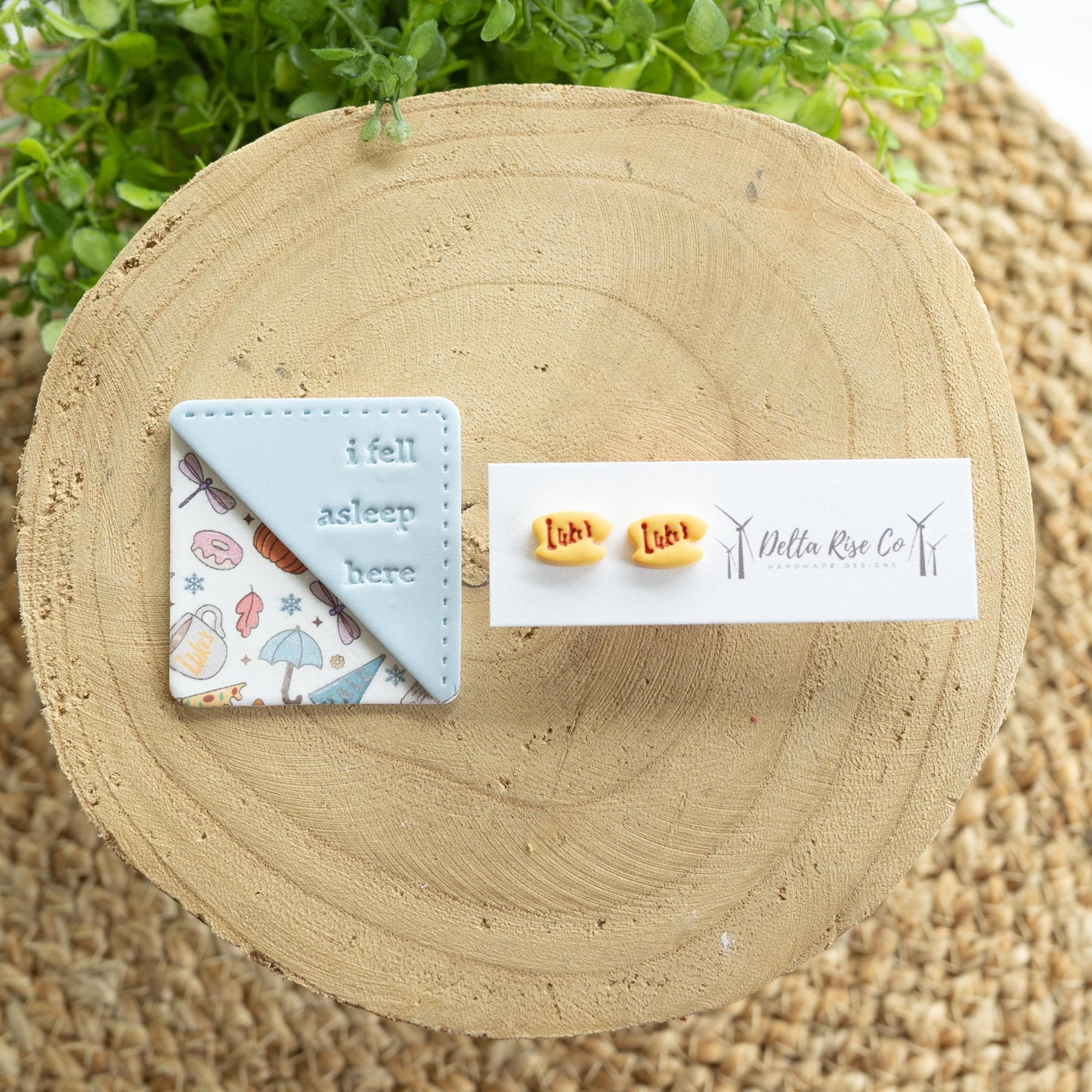 Cozy Small Town Clay Earring & Corner Bookmark Combo