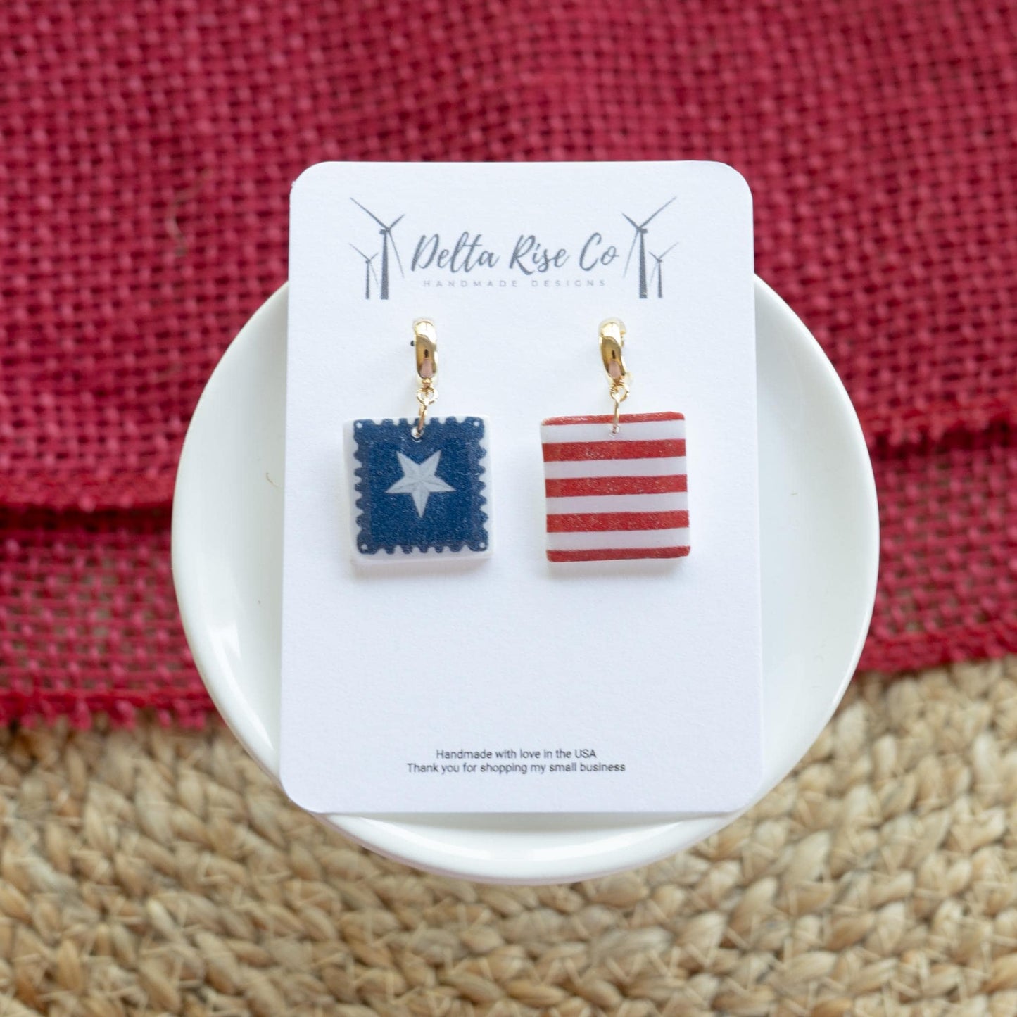 Star & Stripe Square Earring