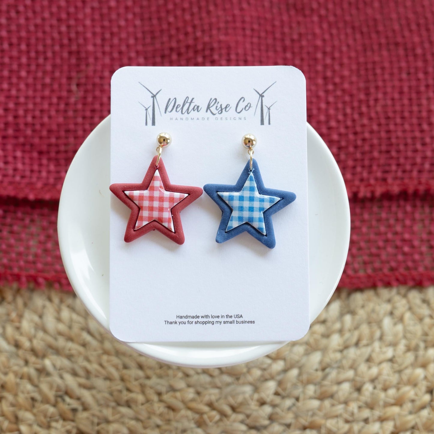 Red & Blue Plaid Stars