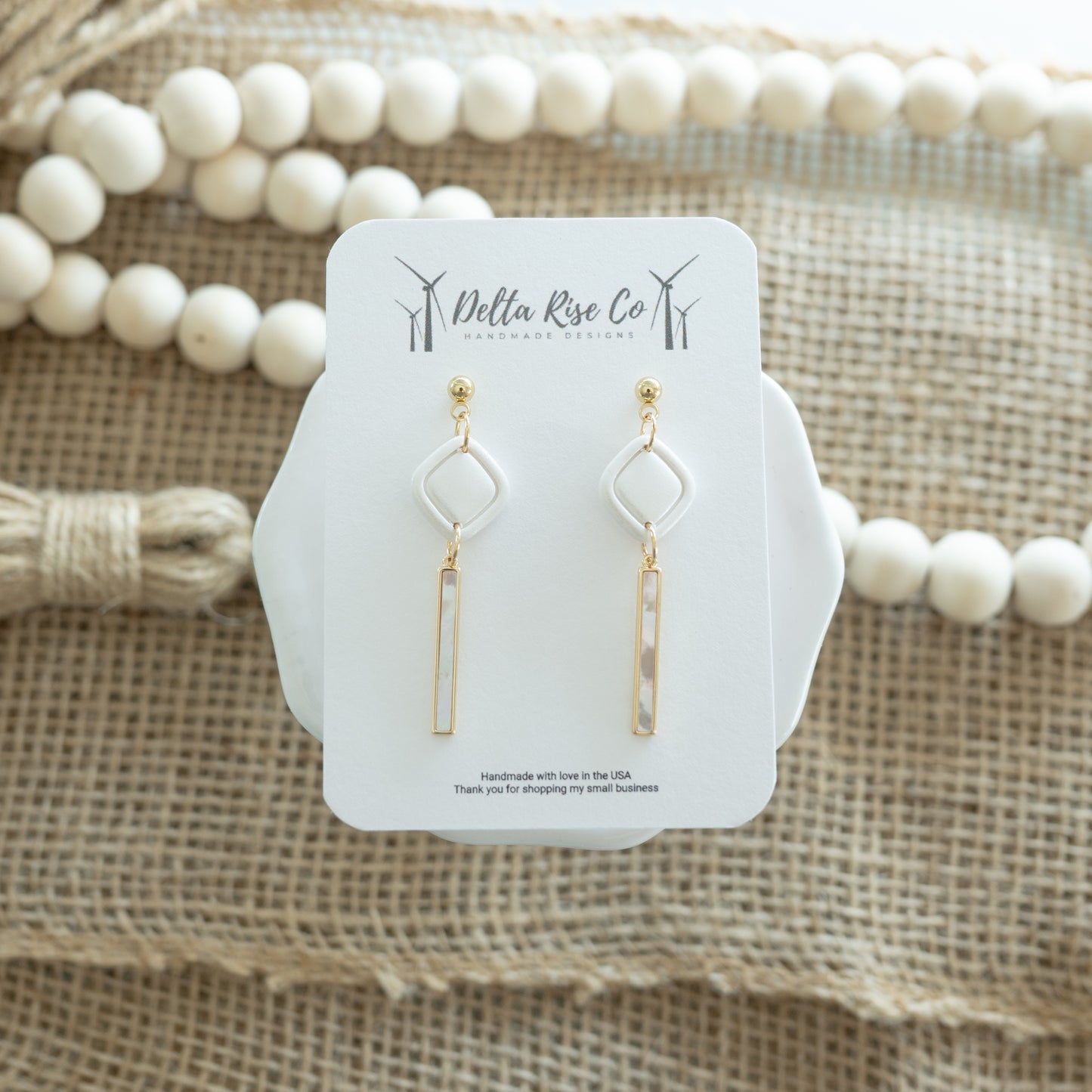 White with Rectangle Pearl Accent