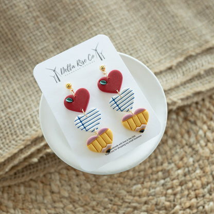 Triple Heart Teacher Earring