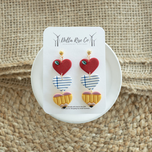 Triple Heart Teacher Earring